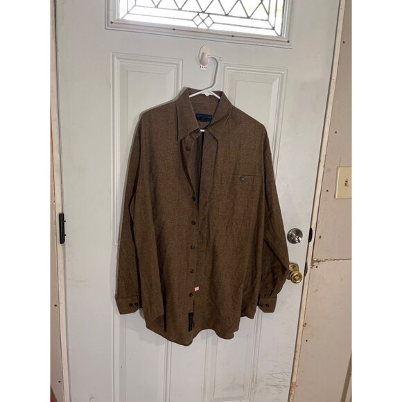 Scott Barber long sleeved collared button front brown dress shirt size Large - Picture 1 of 4